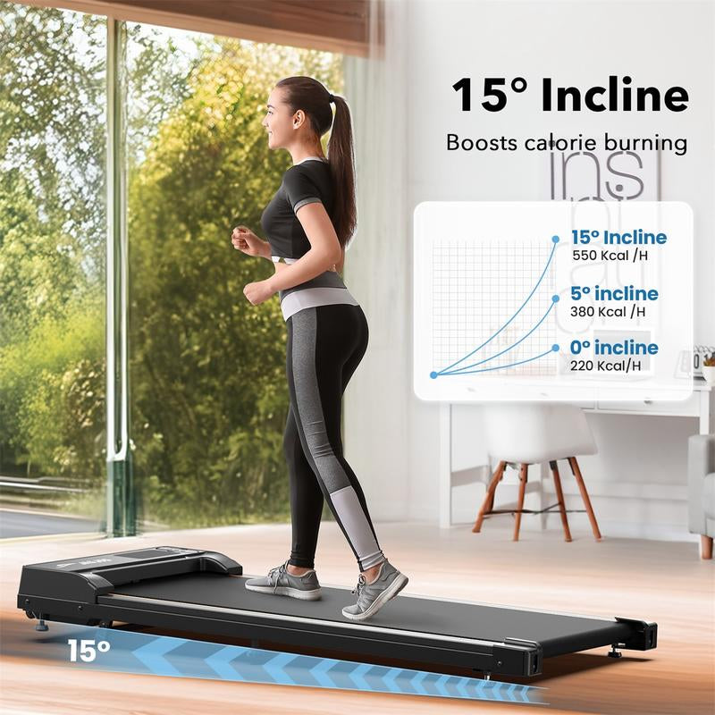 Walking Pad Treadmill with Incline for Home with Remote Control, Exercise Data Recording in LED with Wheels Treadmills