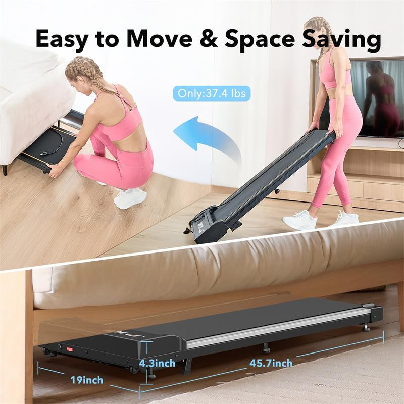 Walking Pad Treadmill with Incline for Home with Remote Control, Exercise Data Recording in LED with Wheels Treadmills