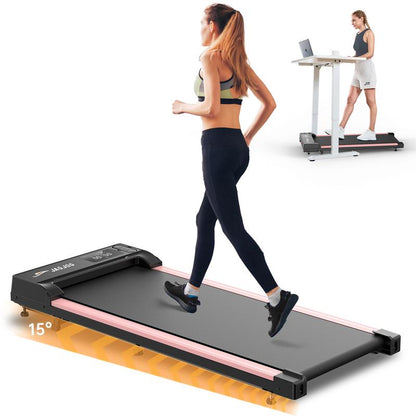 Walking Pad Treadmill with Incline for Home with Remote Control, Exercise Data Recording in LED with Wheels Treadmills